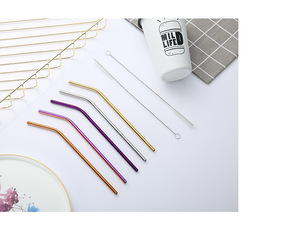 304 de acero inoxidable paja conjunto de grado de alimentos de metal de color de té de leche paja para <span class=keywords><strong>Amazon</strong></span> explosión sección - Product Image 5