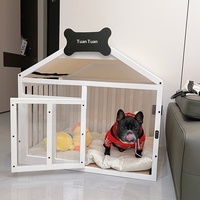 Nichoir de luxe en bois massif pour animaux de compagnie, design à motifs, lit-lounge pour chien avec coussin pour salon