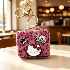 <span class=keywords><strong>Porte</strong></span>-clés et <span class=keywords><strong>porte</strong></span>-monnaie en similicuir <span class=keywords><strong>Hello</strong></span> <span class=keywords><strong>Kitty</strong></span>, style rétro, avec pendentif sac à écouteurs tête de chat en peluche motif léopard mignon - Product Image 4