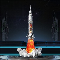 Ensemble de blocs de construction de fusée spatiale lourde avec lumière, jouet de collection, ornement cool, puzzle spatial