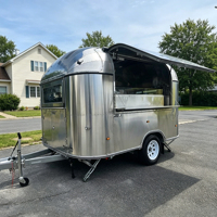 Food Truck Rétro Entièrement Équipé en Acier Inoxydable, Remorque Mobile pour la Vente de Glaces et de Restauration Rapide pour le Traiteur