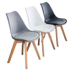 Sillas de Comedor <span class=keywords><strong>Tulip</strong></span>án de Venta al por Mayor de Fábrica con Asiento de Plástico, Cojín de PU y Madera Maciza de Haya para Restaurante y Hotel de Estilo Nórdico - Product Image 1