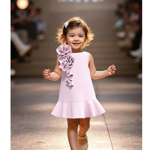 Vestido de Fiesta sin Mangas para Niñas con Apliques Florales - Product Image 1