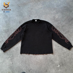 Camiseta de Manga Larga Personalizada de Punto Waffle para Hombre, 300 g/m², Estilo Urbano, Talla Grande, Algodón Liso, Venta al Por Mayor - Product Image 3