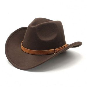Sombrero Vaquero Clásico de Fieltro para Hombre, Estilo Americano, con Borde Enrollable, Varios Colores, Casual, Ecológico, Venta al Por Mayor - Product Image 5
