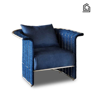 Fauteuil de loisirs minimaliste en rotin tressé résistant aux intempéries, fauteuil évasé incurvé pour villa, patio, hôtel, balcon, cour