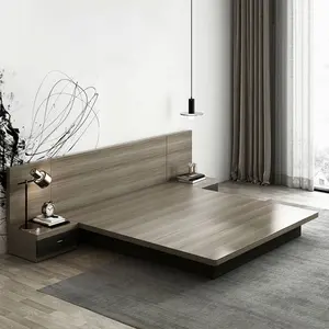 モダン高級ホテルキングクイーンフルサイズクラシックデザインホームベッドルーム家具セット木製ベッド