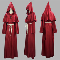 Robe de cosplay médiévale d'Halloween de qualité supérieure, robe de moine, de frère, de sorcier, de prêtre, costume de scène, tenue de déguisement