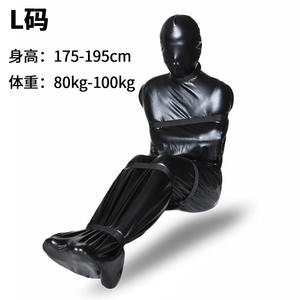 Vrouwen Mannen Full Body Bondage Kleding Slave Slaapzak Voor Volwassenen Sm Game Stratsles Zwart <span class=keywords><strong>Rubber</strong></span> Gecoat M/L Maat - Product Image 2