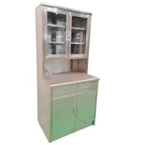 Stainless Steel Hospital Cabinet With Glass Doors And Drawers For Medical Storage Industrial Design Durable Metal Construction - Product Image 1