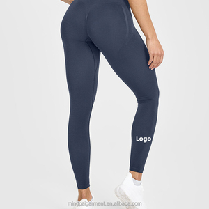 Leggings de sport sans couture taille haute en polyamide élasthanne pour femmes, avec logo personnalisé, pour le yoga, effet push-up - Product Image 2