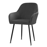Chaise de salle à manger moderne de luxe nordique scandinave noire, stable, capitonnée, en tissu bleu et marron, velours, pieds en métal réglables