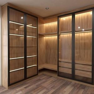 <span class=keywords><strong>Armario</strong></span> de Diseño Moderno <span class=keywords><strong>con</strong></span> Puerta de Vidrio, Vestidor <span class=keywords><strong>con</strong></span> Iluminación LED y <span class=keywords><strong>Cajones</strong></span> de Almacenamiento para Proyectos Residenciales de Alta Gama - Product Image 3