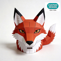 Masque d'animal en papier géométrique 3D, kit de bricolage personnalisé, puzzle en carton, masque de tête d'animal, jouet artistique pour enfants, fête d'Halloween