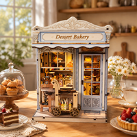 Kit de Bricolaje al por Mayor para Rincón de Lectura, Casa de Panadería en Miniatura de Madera con Luz LED, Inserto para Estantería, Modelo de Rompecabezas 3D, Regalo Artesanal, OEM Personalizado