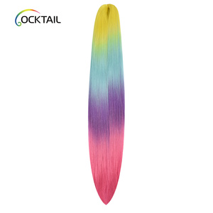 Giallo verde <span class=keywords><strong>viola</strong></span> colore rosa tinto facile treccia, nuovo Design colore brillante Pre stirato capelli intrecciati per la vendita - Product Image 1