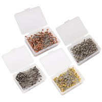 200 pièces/boîte en métal couleur couture épingles à tête de perle 4*38mm en acier inoxydable perle aiguille bijoux aiguille décorative