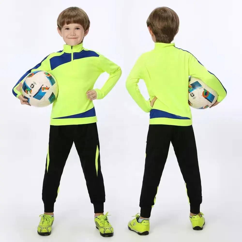 De Tricot de poliéster niños deporte traje de entrenamiento equipo de fútbol trajes niños Jogging chándal para niño
