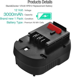 Baterías de herramientas eléctricas especiales personalizadas, 12V, Ni-MH, 2000mAh/3000mAh, para BLACK & DECKER, A1712, FS120B, FSB12, HPB12, A12, A12-XJ, A12EX - Product Image 2