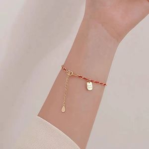 FY-0189 Pulsera Goodluck English para niñas, Plata de ley S925 bañada en platino, con hilo rojo trenzado y diseño de <span class=keywords><strong>corte</strong></span> princesa, estilo Bosque Fresco y Limpio - Product Image 2