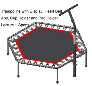 Ctsc Smart Fitness Trampoline Met Display Hartslagband Jump Teller App Bekerhouder Pad Houder Voor Sport Vrije Tijd Plezier