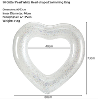 Bouée de natation gonflable en forme de cœur de 120 cm, flotteur de piscine en PVC pailleté, bouée romantique pour adultes pour l'été, la plage et les fêtes