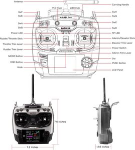 RadioLink AT9S Pro <span class=keywords><strong>10C</strong></span>/12 Canales, Radio de Plástico con Acelerador Izquierdo, Transmisor y Receptor R9DS <span class=keywords><strong>Gris</strong></span>, Controlador de 2.4GHz, Ardupilot - Product Image 2