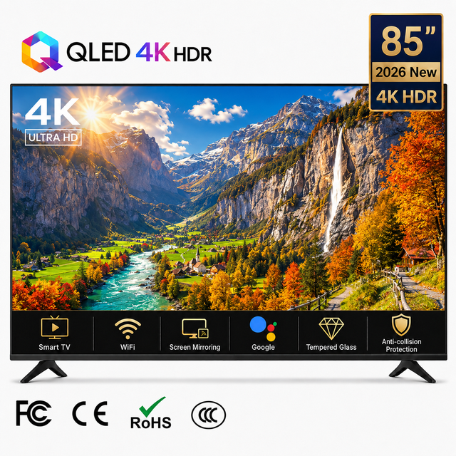 85 Inch 4K QLED Android Smart TV Large Screen Home Cinema Television for Villa Living Room and Entertainment Space