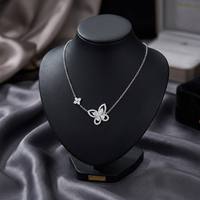 Collier papillon GRA Moissanite en argent sterling 925, pendentif VVS couleur D, collier ras du cou pour femmes, bijoux fins de haute qualité