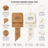 Étiquettes suspendues personnalisées en carton pour jeans, avec code-barres, cordon en coton, impression UV, découpées sur mesure, formes personnalisées, pour usage intérieur - Respectueuses de l'environnement
