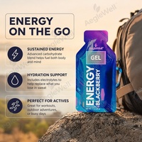 Gel énergétique à la mûre AegleWell Easy Digest, emballage individuel compact, pour les aventures en plein air, la course à pied, le cyclisme, l'entraînement quotidien