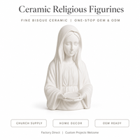 Statue de la Vierge Marie en céramique, figurine en porcelaine blanche, décoration religieuse catholique pour la maison, fournitures d'église, personnalisation OEM ODM