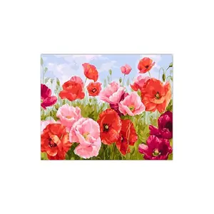 CHENISTORY DZ993024 옥수수 양귀비 프레임리스 DIY 그림 숫자로 꽃 벽 예술 그림 서예 그림