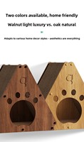 Griffoir pour chat triangulaire en chêne moderne, durable et réglable, avec lit vertical pour chat, structure d'escalade, emballage en carton, montage facile