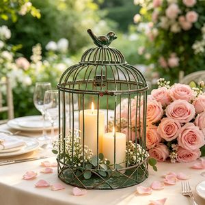 Vente en gros de cages à oiseaux rondes vintage, cages à oiseaux décoratives en métal, décoration d'intérieur, cage à fleurs, accessoires de décoration, pot à fleurs suspendu, cage à oiseaux - Product Image 4