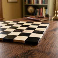 Jeu d'échecs en bois de buis d'ébène sans bordure, double face, impression personnalisée de grande taille