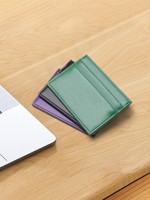 Porte-cartes minimaliste en cuir pleine fleur personnalisable, anti-RFID, avec plusieurs fentes et ouverture supérieure
