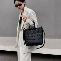 Style européen et américain en cuir véritable tissé sac seau sac décontracté mode peau de vache tissé femmes sac à main