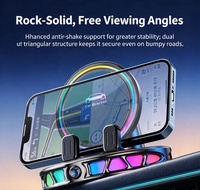 Support de téléphone pour voiture avec lumière ambiante RGB, chargeur sans fil, verrouillage électrique, anti-vibration, antidérapant, support de navigation pour tableau de bord de véhicule