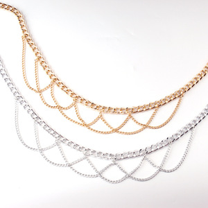 โซ่โลหะคาดเอวสำหรับผู้หญิง โลหะผสมสังกะสี สไตล์ฮิปฮอป สำหรับใส่ทุกวัน แฟชั่นบอดี้เชน ดีไซน์แบบพันรอบตัว - Product Image 4