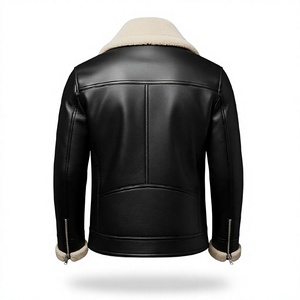 Veste en cuir vintage pour homme, conçue sur mesure, style motard, mode streetwear, avec fourrure intérieure, chaude et respirante pour l'hiver - Product Image 2