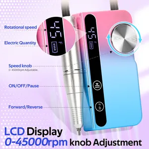 Máquina perforadora de uñas de 45000 RPM, lijadora de Gel para esmalte de uñas portátil, torno eléctrico profesional para uñas con pantalla LCD, herramientas para decoración de uñas - Product Image 2