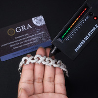Nouveaux bracelets cubains Hiphop Jewelry en moissanite VVS, sertis de diamants ronds brillants, unisexe, en argent 925 plaqué or