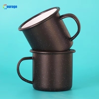 Nouvelles tasses à sublimation émaillées à effet magique de paillettes étoilées changeant de couleur, 11 oz, noires