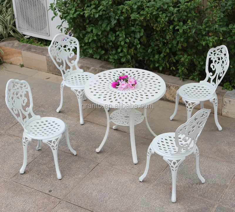 Weiß aluminium möbel outdoor garten kaffee stuhl und tisch bistro set