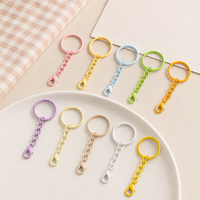 Porte-clés tendance multicolore, anneaux ronds avec fermoir chaîne pour breloques de sac DIY, accessoires de porte-clés et cordons