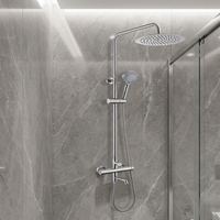 Ensemble de douche à effet pluie, mitigeur thermostatique en acier inoxydable, réglable, haute pression, finition polie, garantie 5 ans