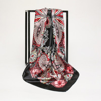 Foulard en soie d'imitation 90 cm en satin imprimé, grand foulard polyvalent