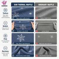 Tela de Punto Waffle Térmica de Poliéster y Spandex Estampada, de Secado Rápido y Retención de Calor, Suministro por Rollo para Fábricas de Ropa Interior Térmica