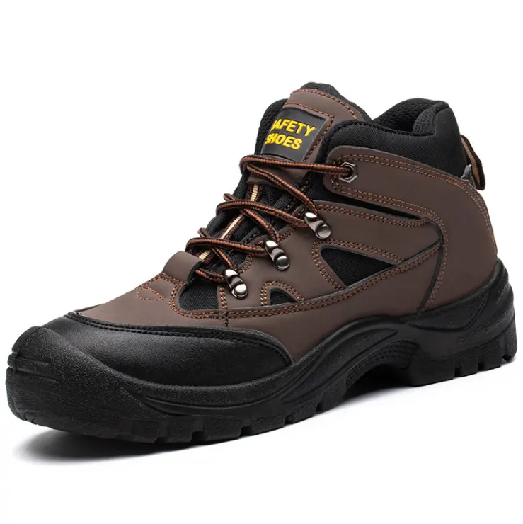 Brand Steel Toe Indestructible Industrial brown Safety Shoe, Construction men high ankle safety boots